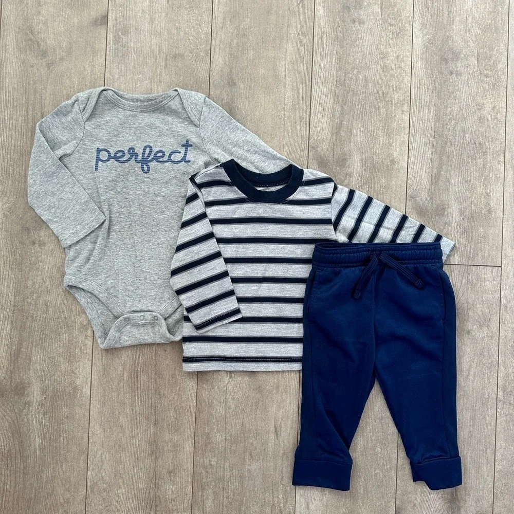 12 M Baby Boy Clothes Jumping Beans Joggers, Gap Perfect Shirt, Garanimals Shirt